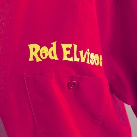 Retro pinup “Red Elvises” button down shirt - Picture 4 of 6